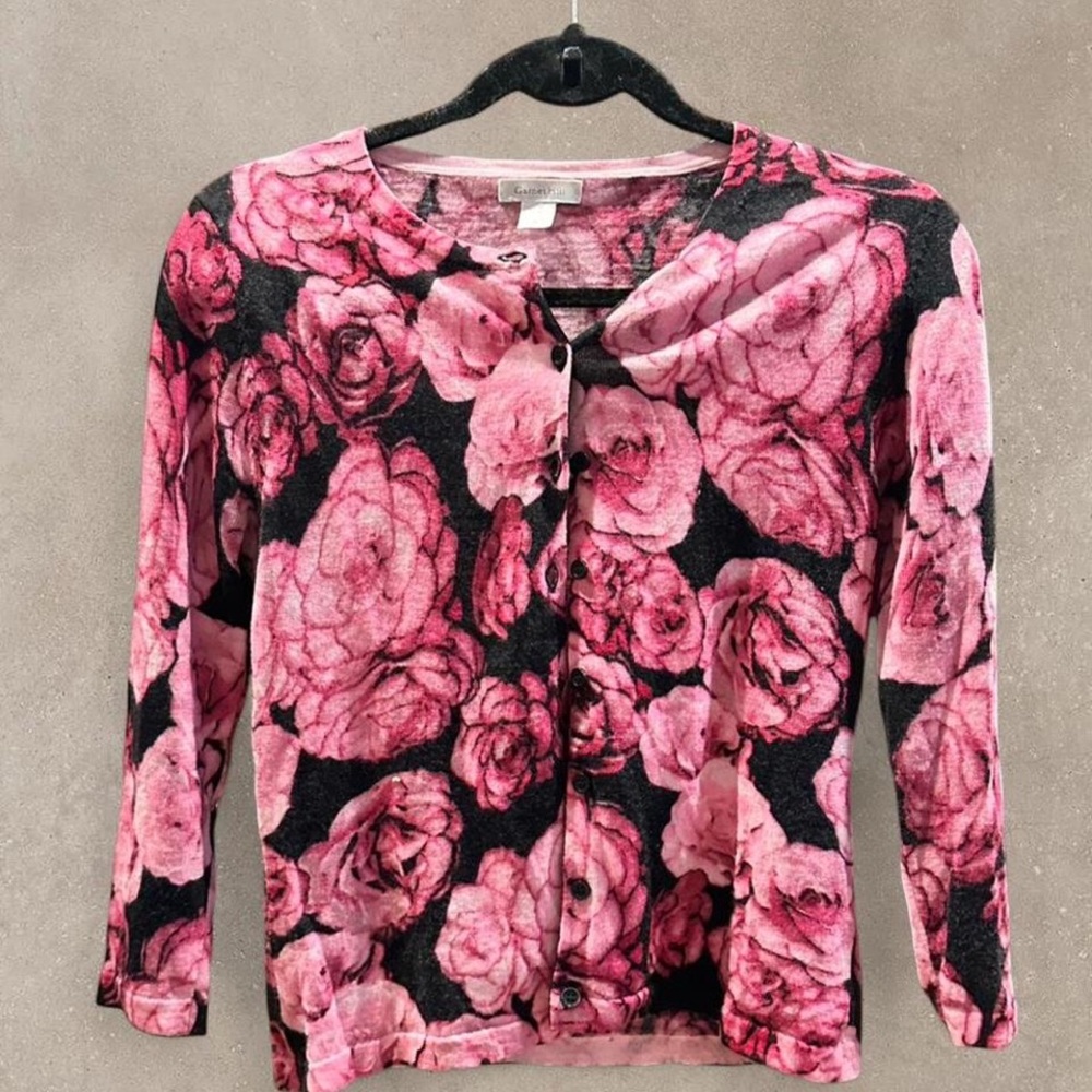 Garnet Hill Pink and Black Knit Top